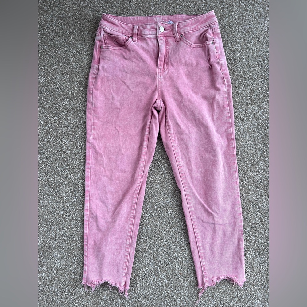 Time and Tru Stylish Pink Women's Distressed Mid Rise Jeans